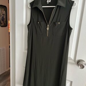 Anne Klein Olive Green Zipper Dress